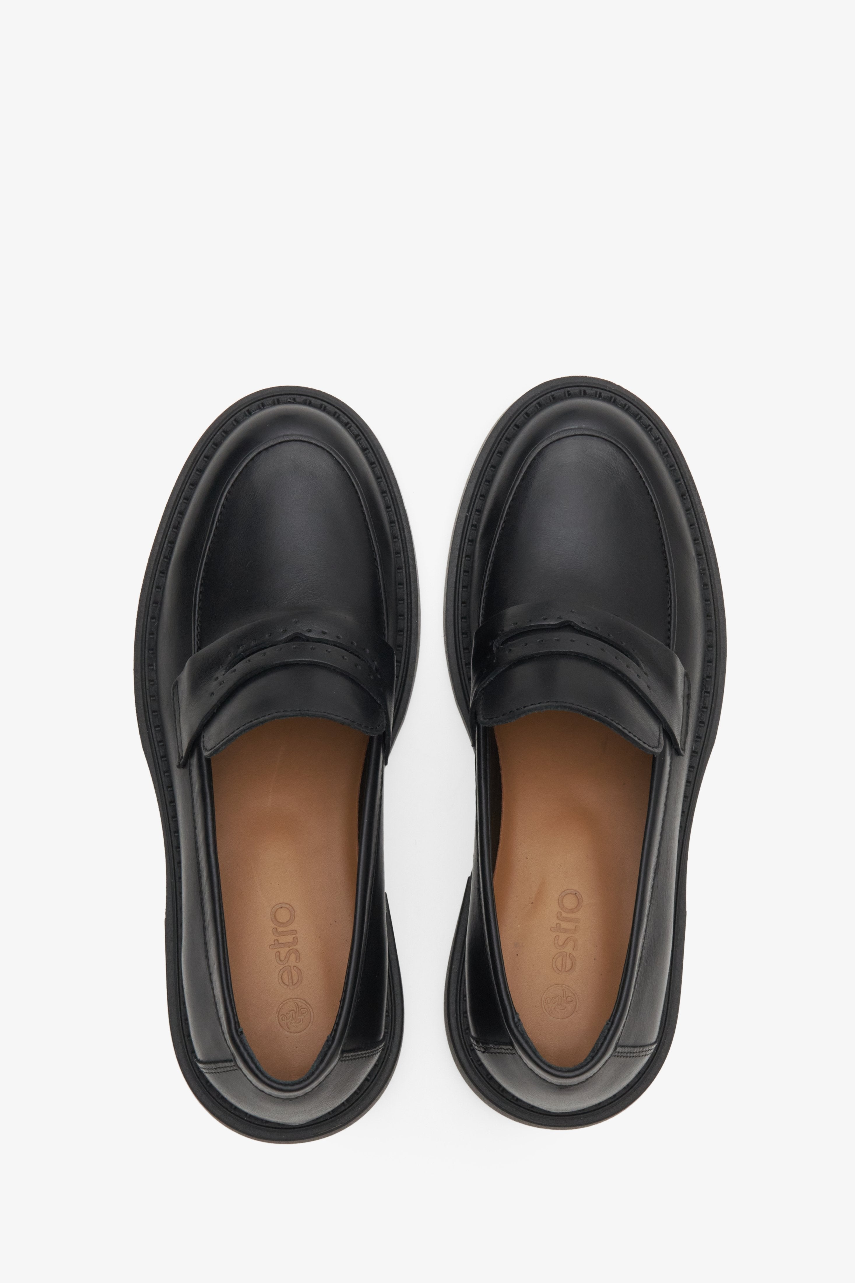 Schwarze Lederschuhe im Penny-Loafer-Stil Estro ER00114397