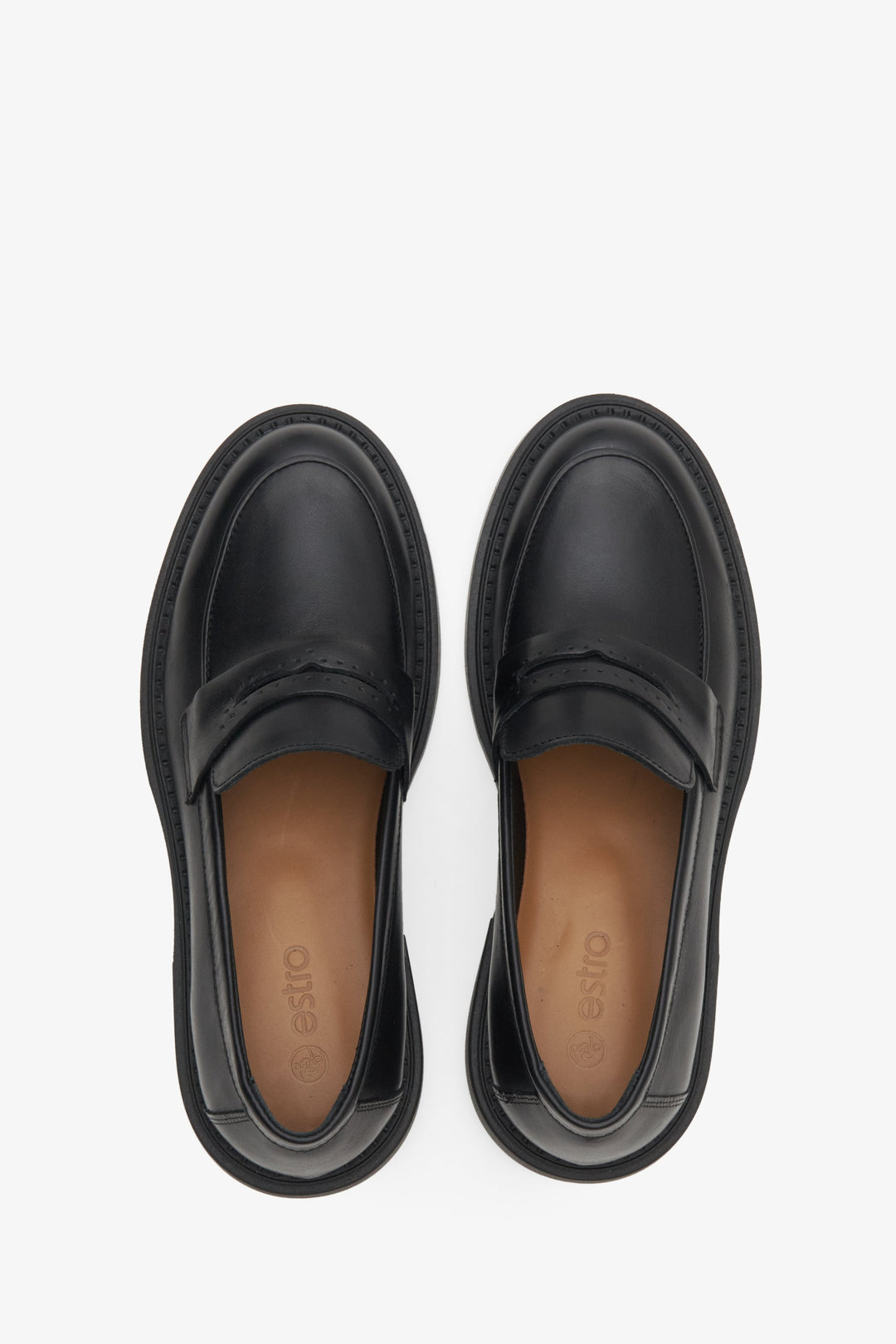 Schwarze Lederschuhe im Penny-Loafer-Stil Estro ER00114397