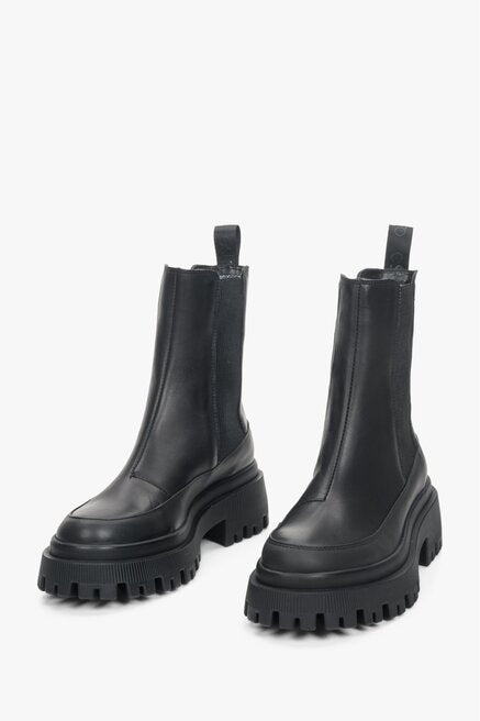 Modische schwarze Plateau Stiefeletten für Damen Estro ER00110197