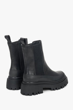 Schwarze Plateau-Stiefeletten aus Leder für Damen Estro ER00110197