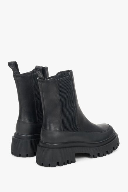 Schwarze Plateau-Stiefeletten aus Leder für Damen Estro ER00110197