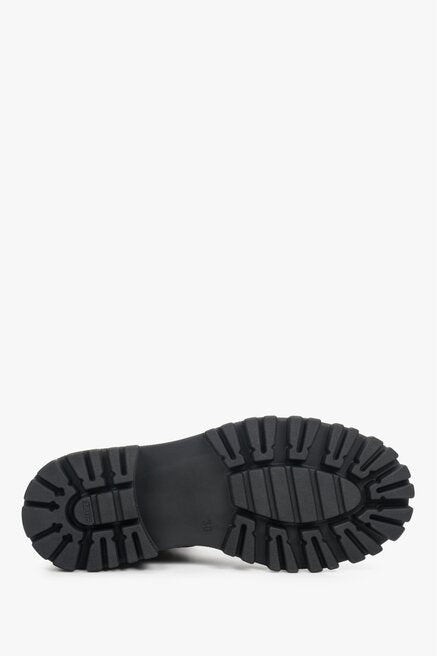 Stilvolle schwarze Leder Stiefeletten mit Plateau Estro ER00110197