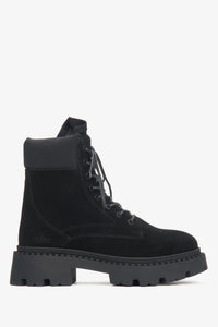 Damen-Schnürstiefeletten aus italienischem Velours in Schwarz Estro ER00116223.