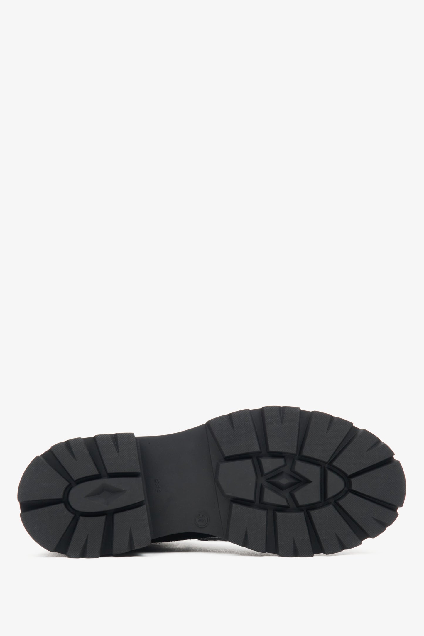 Schwarze Damen-Stiefeletten von Estro – Nahaufnahme der Sohle.