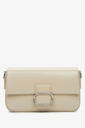 Damen-Schultertasche aus beigem Leder mit silberner Beschläge Estro ER00115773.