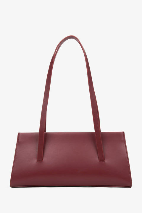 Damen-Schultertasche aus bordeauxrotem Leder mit langen Henkeln Estro ER00116884.