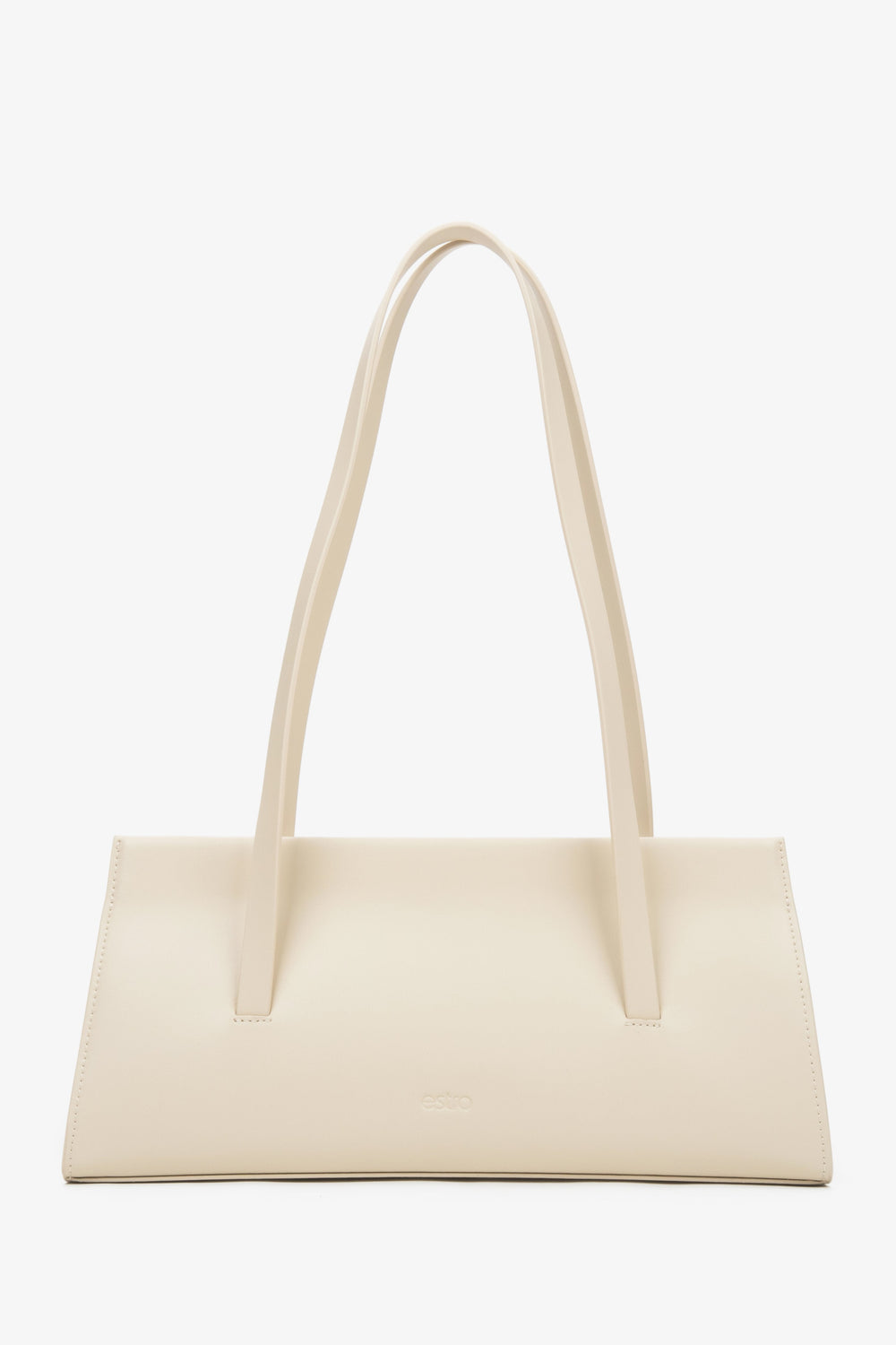 Damen-Schultertasche aus hellbeigem Leder mit langen Henkeln Estro ER00116885.