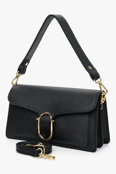 Kleine schwarze Damenhandtasche aus italienischem Naturleder von Estro.