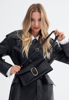 Damen-Schultertasche aus schwarzem Leder Estro ER00112643.