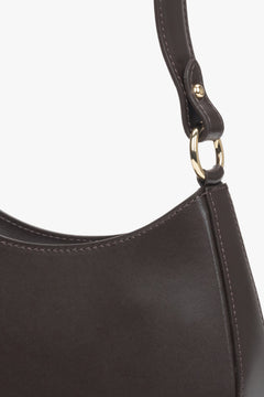 Zeitlose Damen Schultertasche aus dunkelbraunem Echtleder, Estro ER00116375