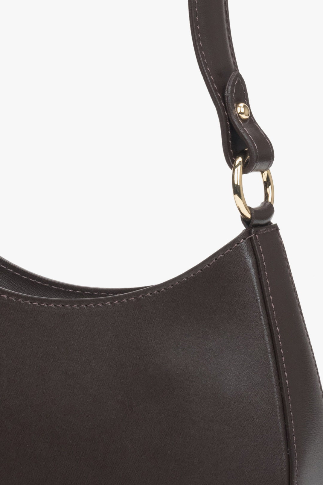 Zeitlose Damen Schultertasche aus dunkelbraunem Echtleder, Estro ER00116375