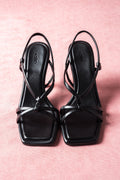 Damen High-Heel-Sandalen in Schwarz, hochwertiges Echtleder, klassische Optik – Estro ER00116895