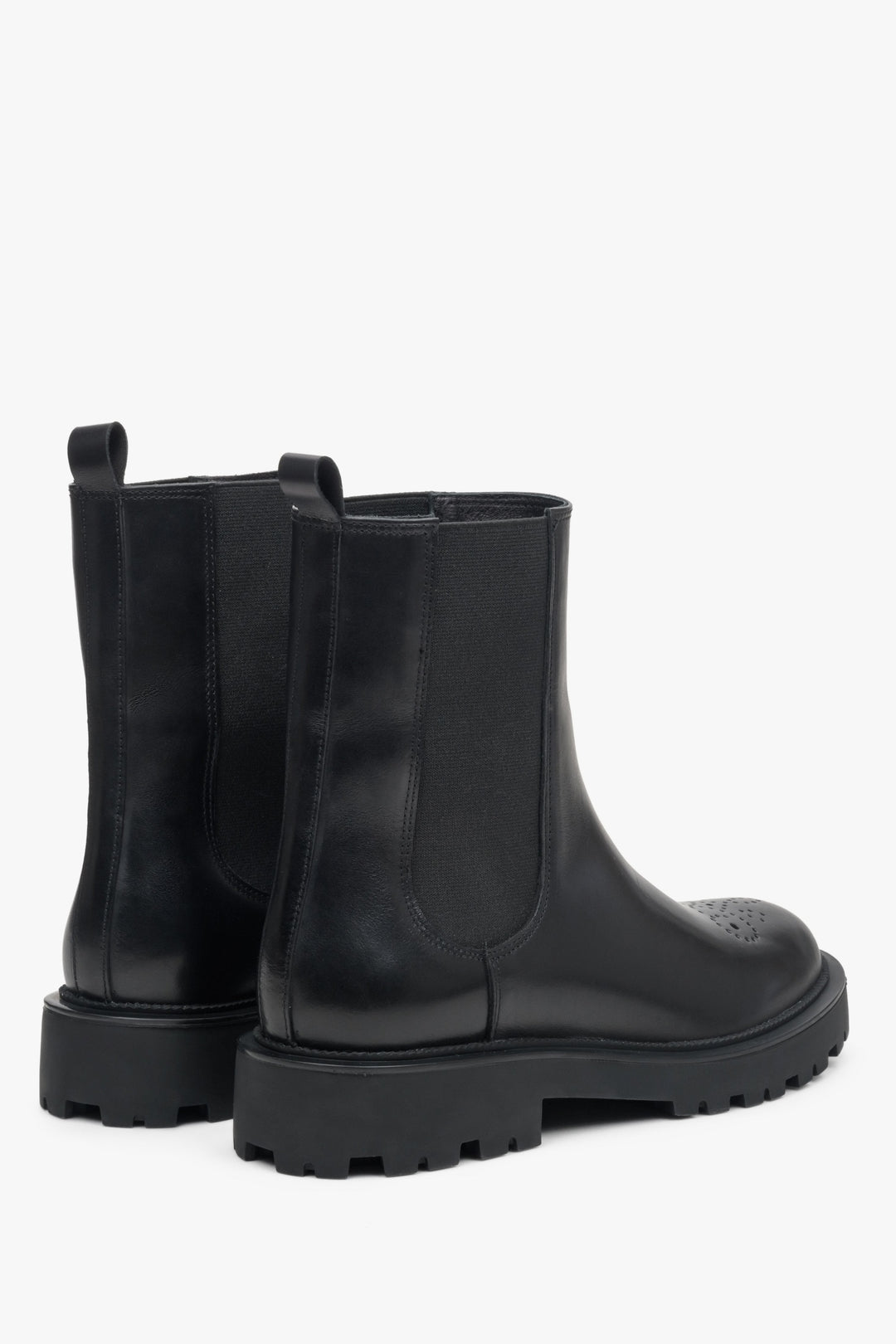 Modische schwarze Damen Chelsea Boots aus Leder Estro ER00113305