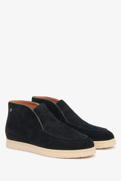 Damen Stiefeletten in Schwarz, Veloursleder mit Lederbesatz, Estro ER00116615