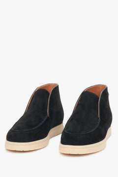 Komfortable schwarze Low-Top Stiefeletten aus Veloursleder und Leder, Estro ER00116615