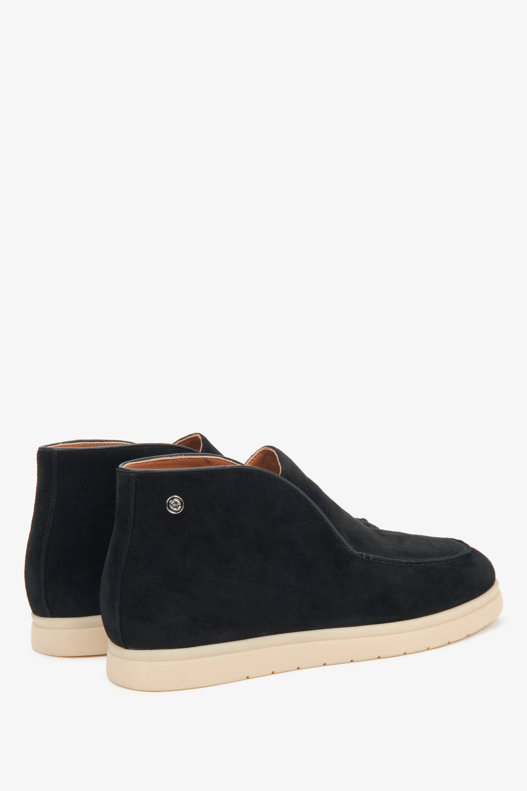 Schwarze Ankle Boots aus Veloursleder mit Lederdetails, Estro ER00116615