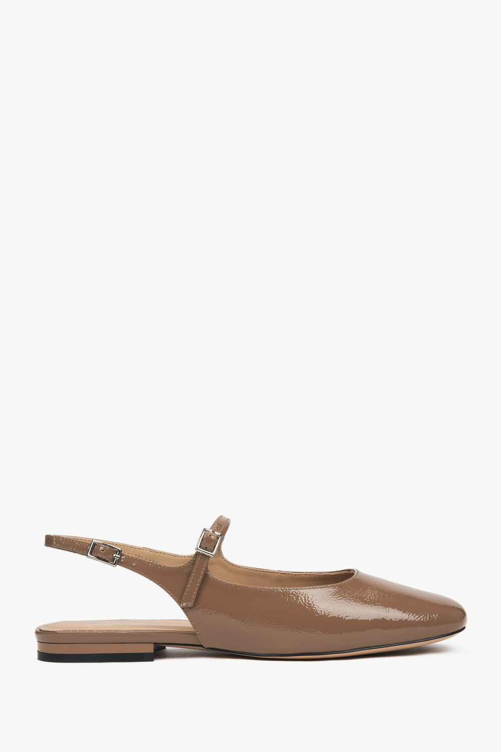 Damen Slingback-Ballerinas aus Lackleder in Braun Estro ER00117180.