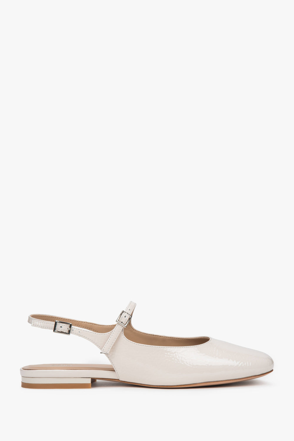 Damen Slingback-Ballerinas aus Lackleder in Hellbeige Estro ER00117174.