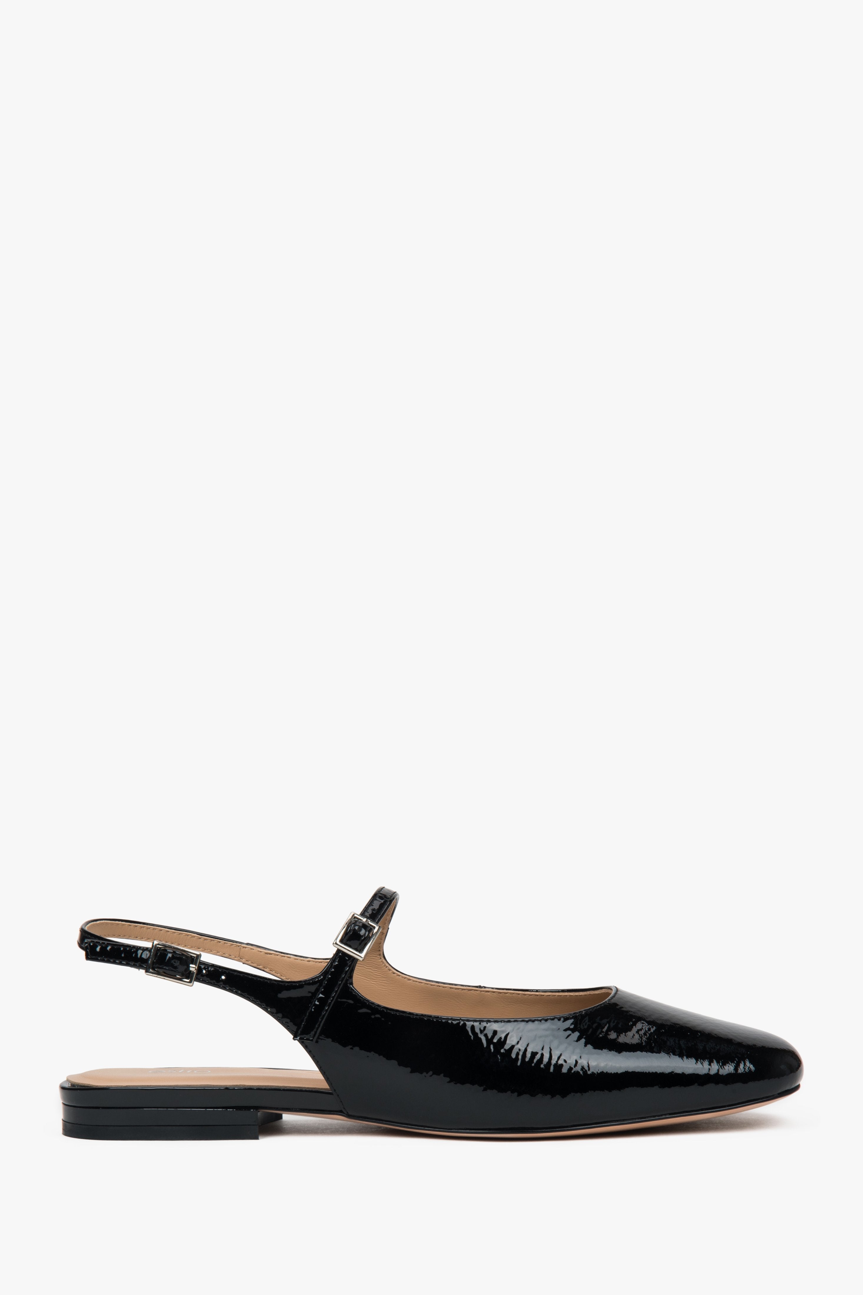 Damen Slingback-Ballerinas aus Lackleder in Schwarz Estro ER00117182.