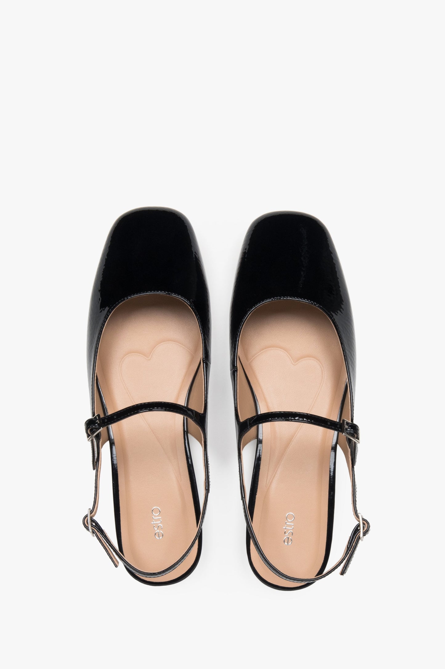 Damen-Slingbacks von Estro aus schwarzem Lackleder.