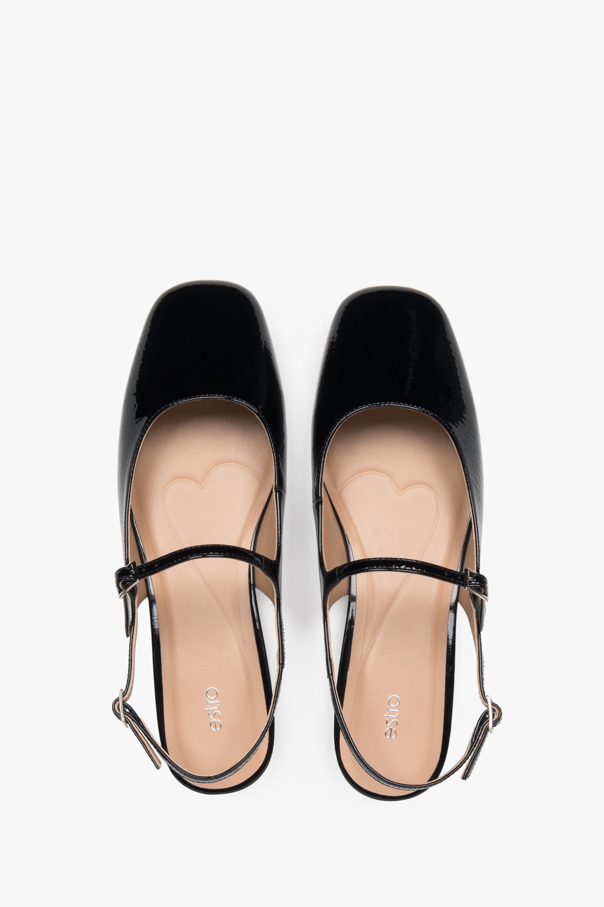 Damen-Slingbacks von Estro aus schwarzem Lackleder.