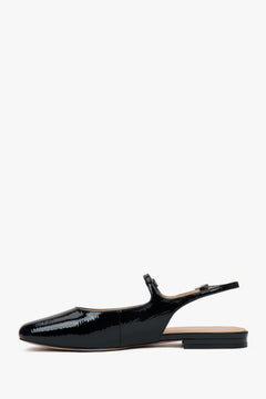 Elegante Slingback-Ballerinas aus schwarzem Lackleder von Estro.