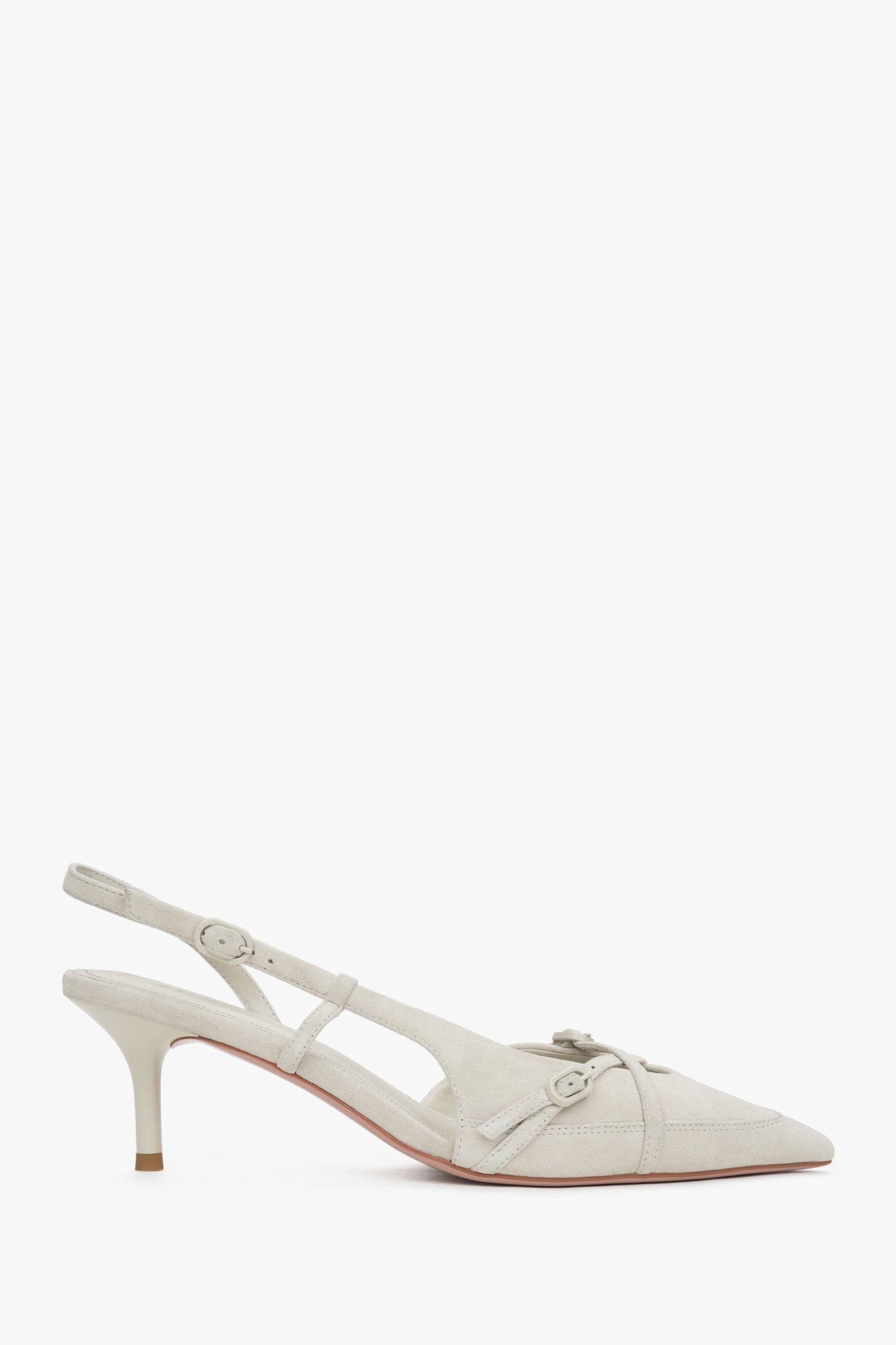 Damen Slingpumps in Hellbeige aus Velours mit niedrigem Absatz Estro ER00117177.