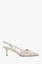 Damen Slingpumps in Hellbeige aus Velours mit niedrigem Absatz Estro ER00117177.
