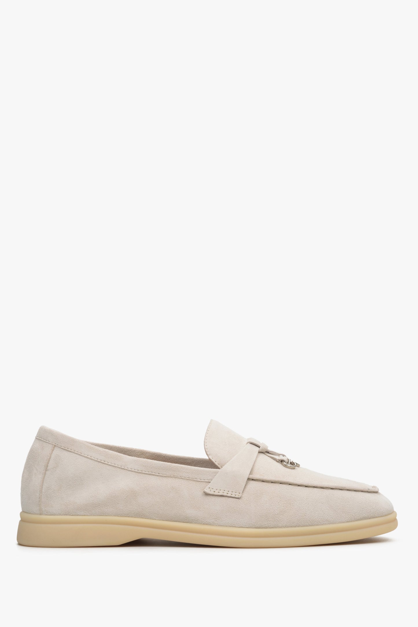 Damen Slipper aus Veloursleder in Creme-Beige – Estro ER00114716