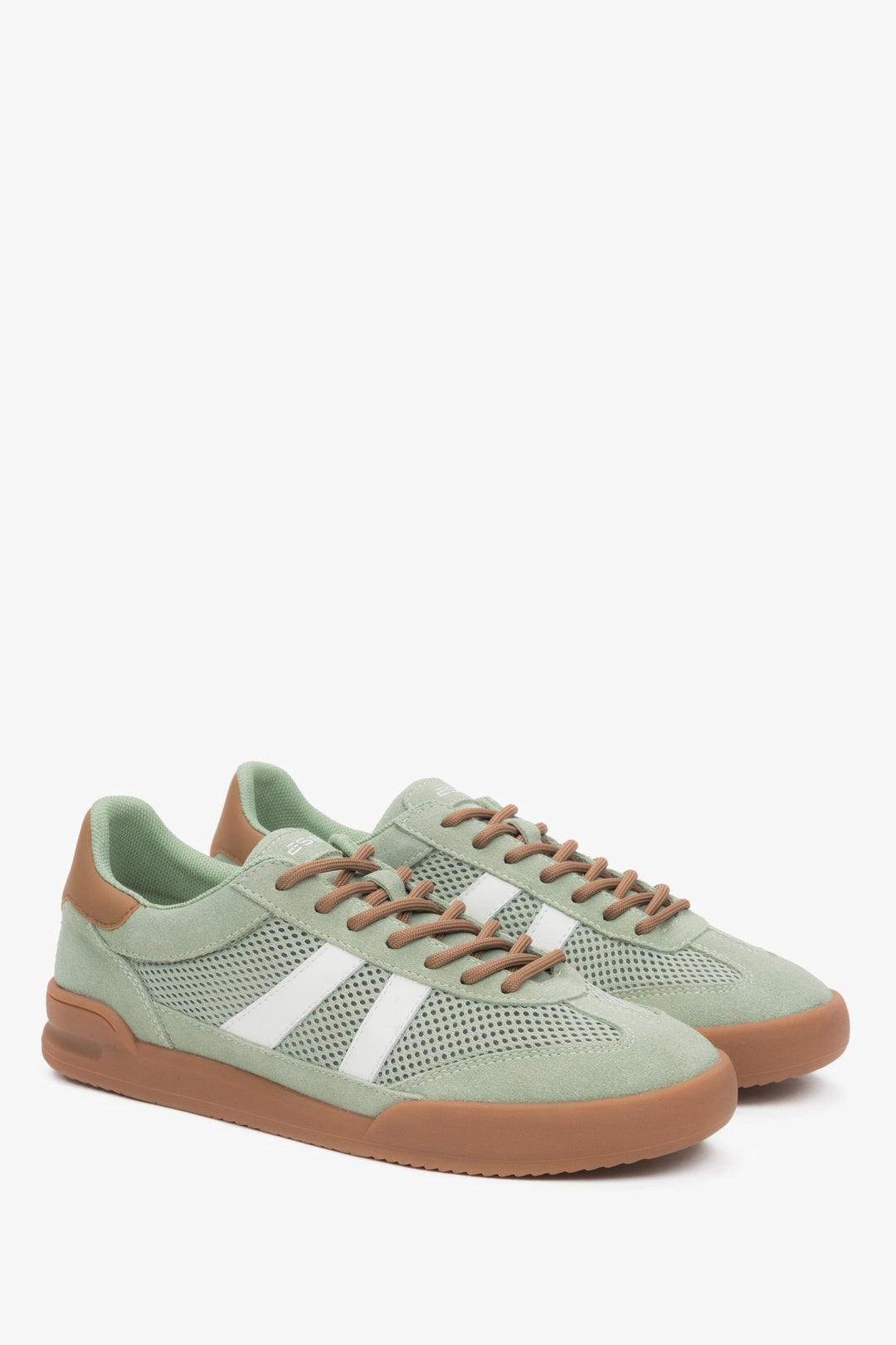 Grüne Damen-Sneaker aus Velours mit atmungsaktivem Mesh, Modell ES8.
