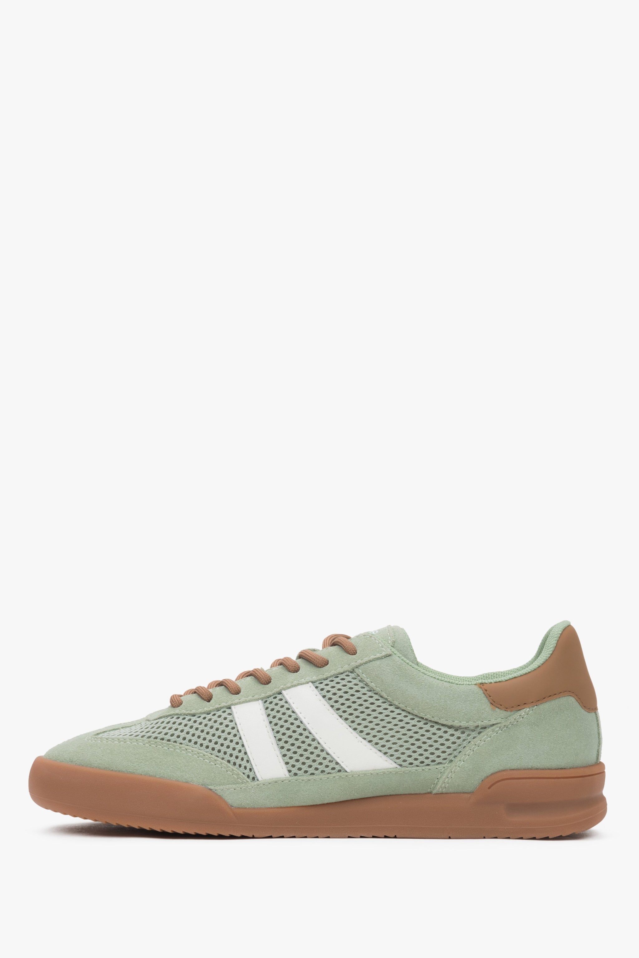 Grüne Damen-Velours-Sneaker ES8 mit atmungsaktivem Mesh.