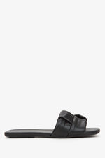 Damen-Sommersandalen aus weichem schwarzem Leder Estro ER00115227.