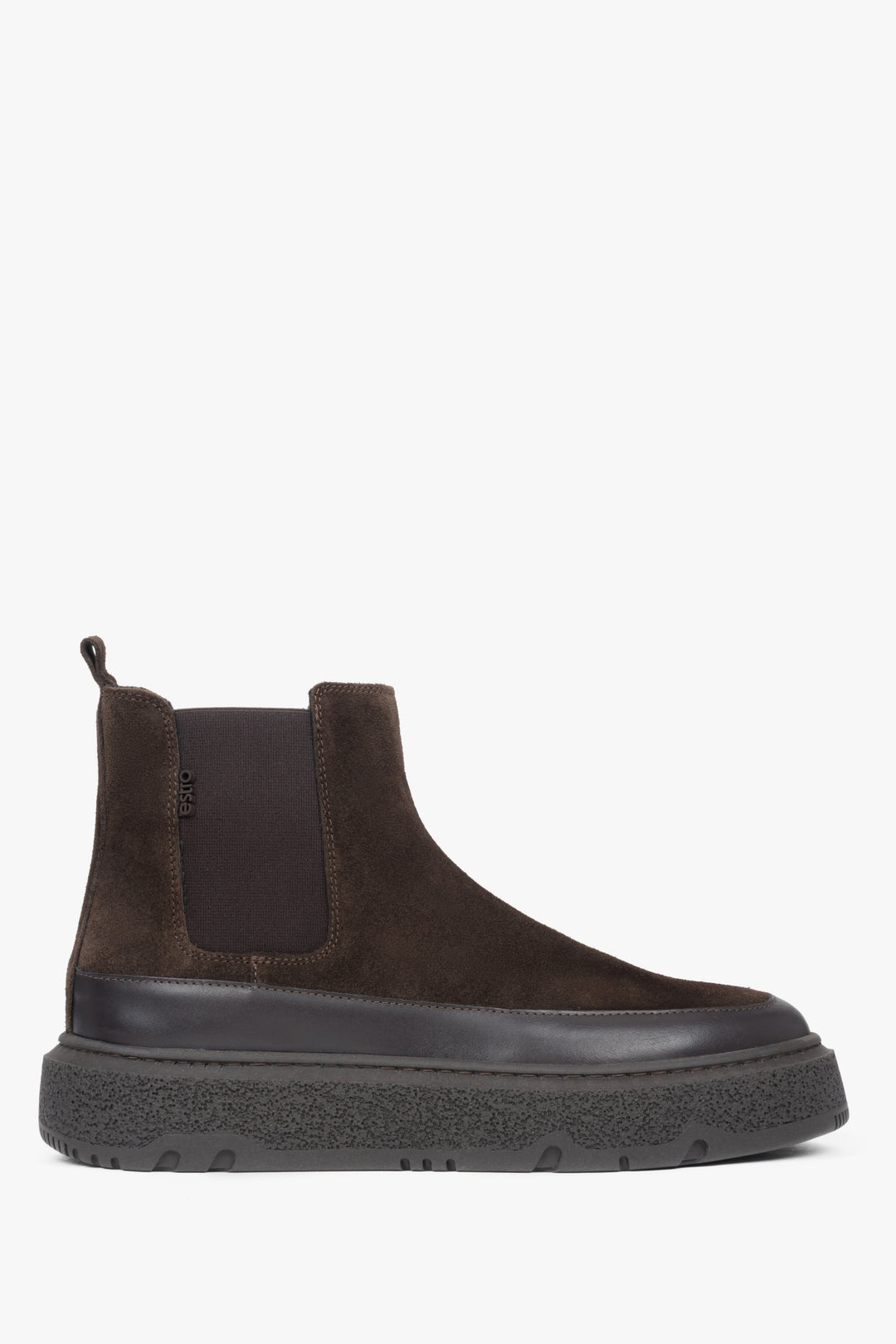 Damen Winter Chelsea Boots aus dunkelbraunem Veloursleder mit Fell Estro ER00117959