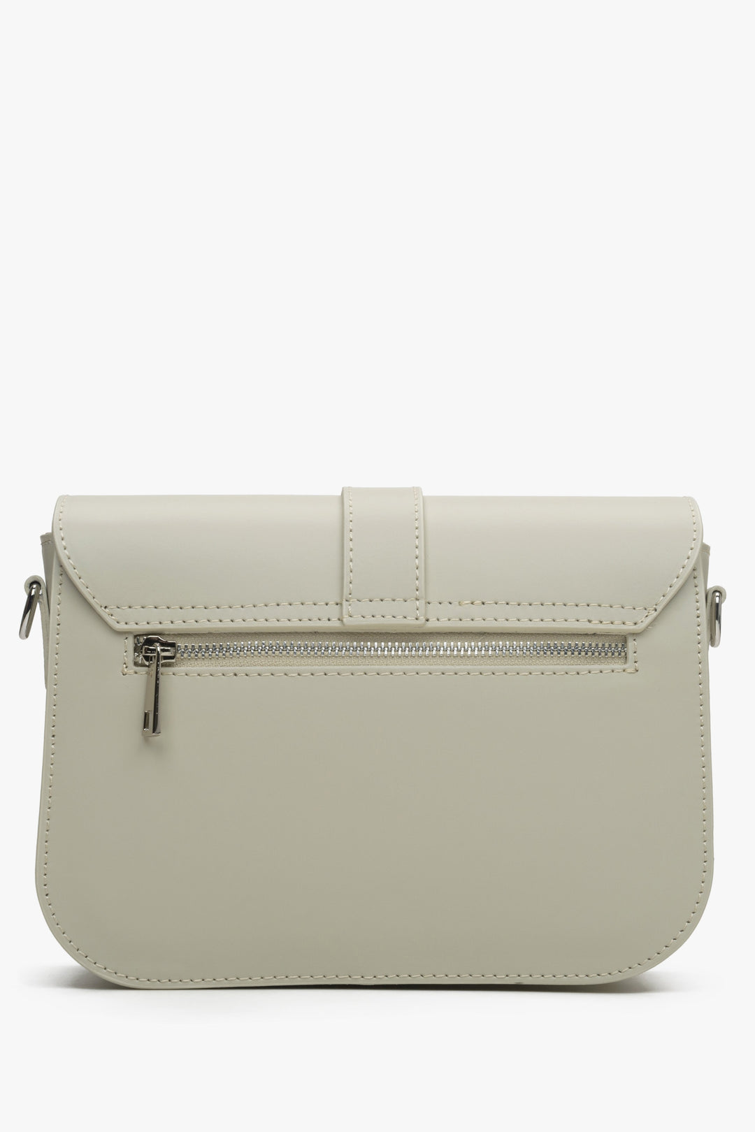 Graue und beige Damenhandtasche aus echtem Leder von Estro – Rückansicht.