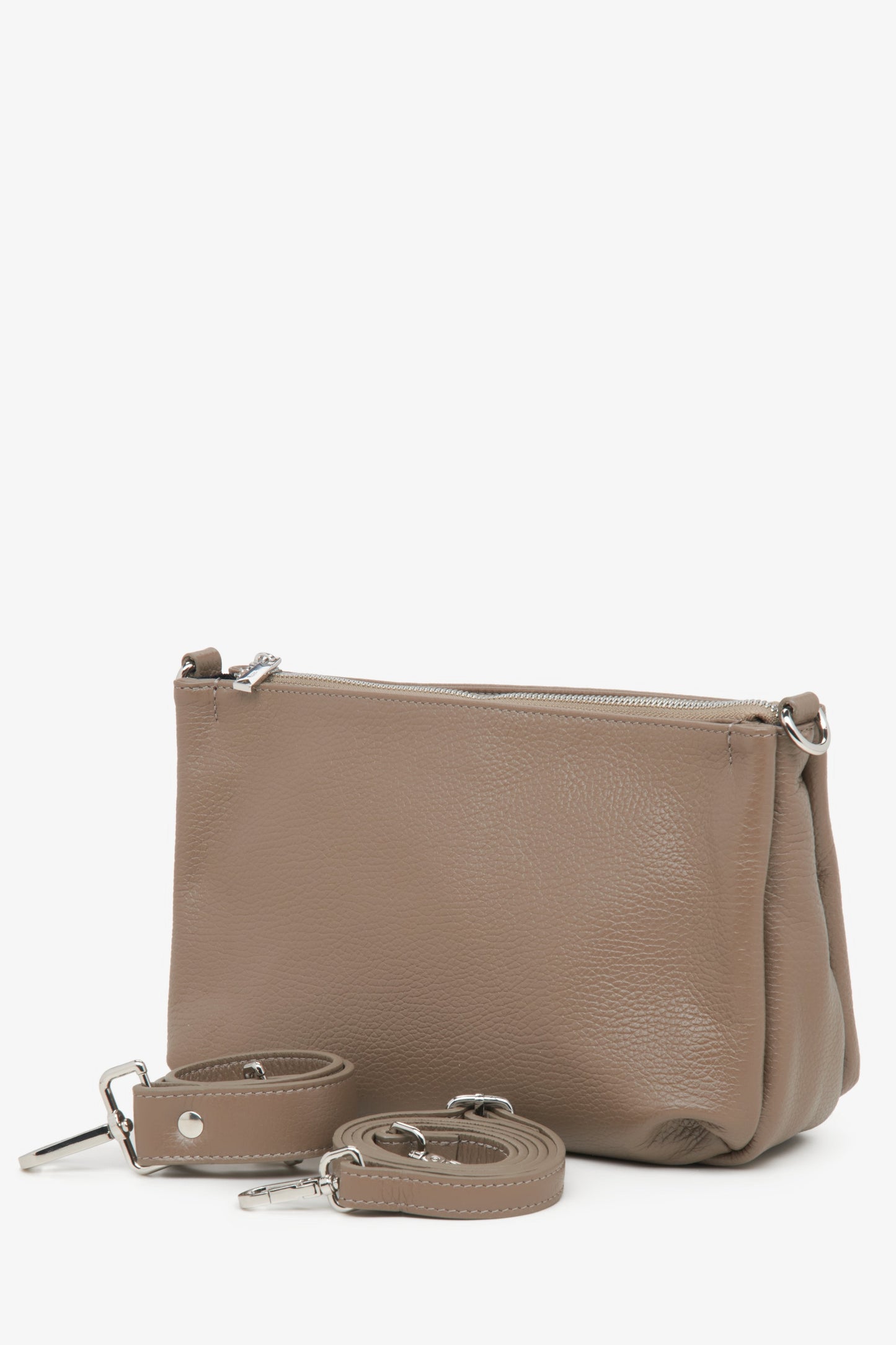 Dunkelbeige Damen-Umhängetasche aus echtem Leder Estro ER00115560
