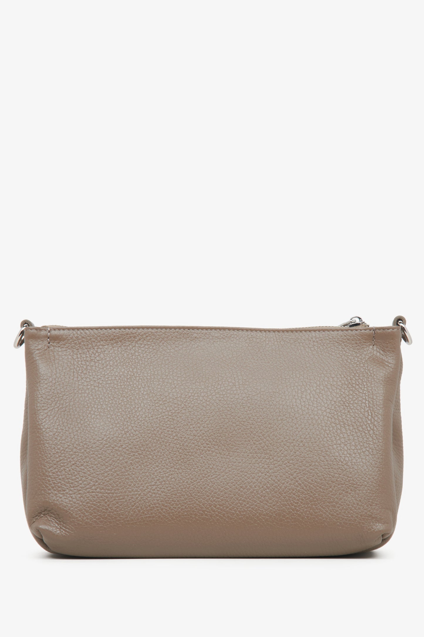 Dunkelbeige Damen-Umhängetasche aus echtem Leder von Estro.
