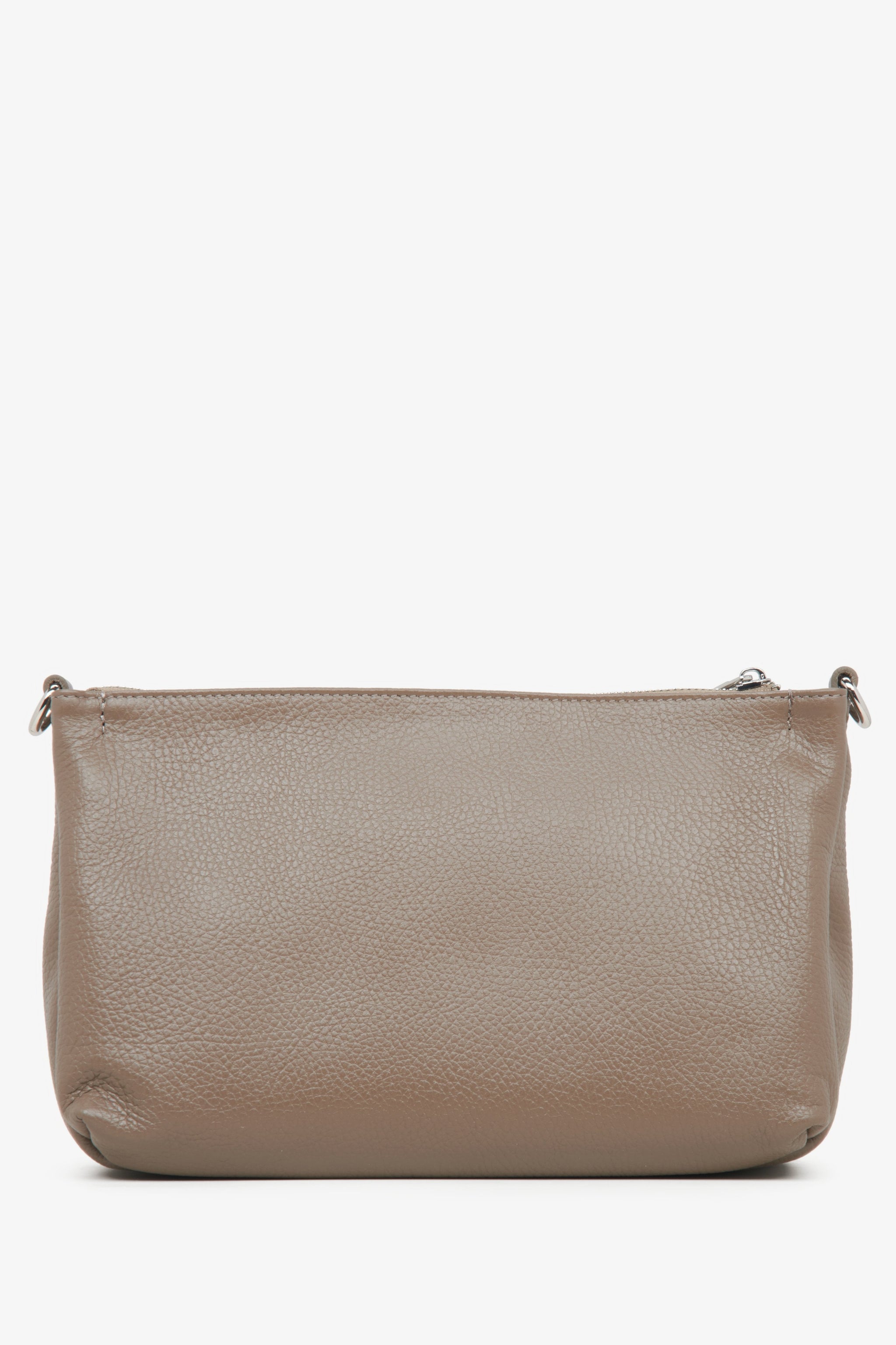 Dunkelbeige Damen-Umhängetasche aus echtem Leder von Estro.
