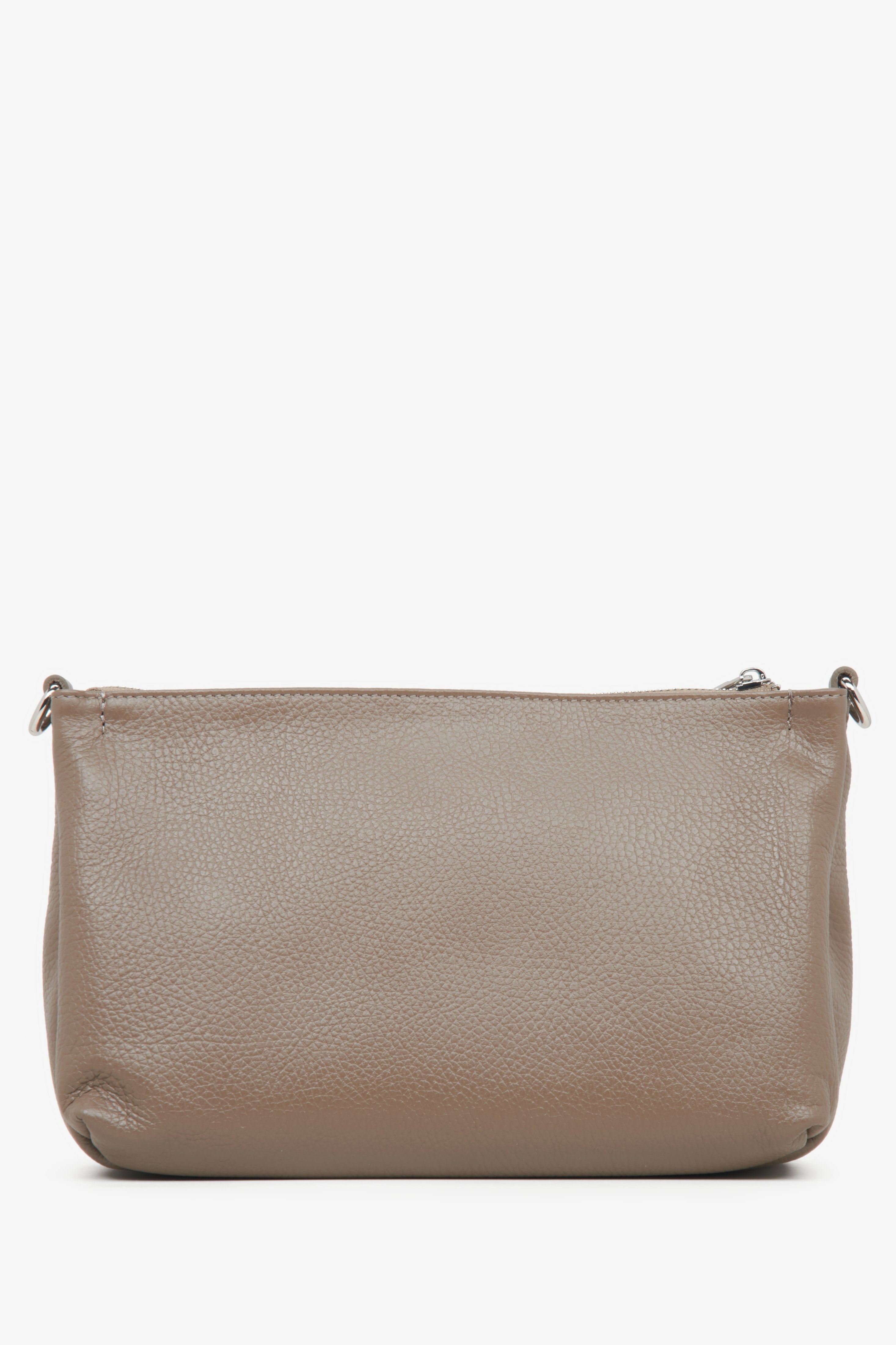 Dunkelbeige Damen-Umhängetasche aus echtem Leder von Estro.
