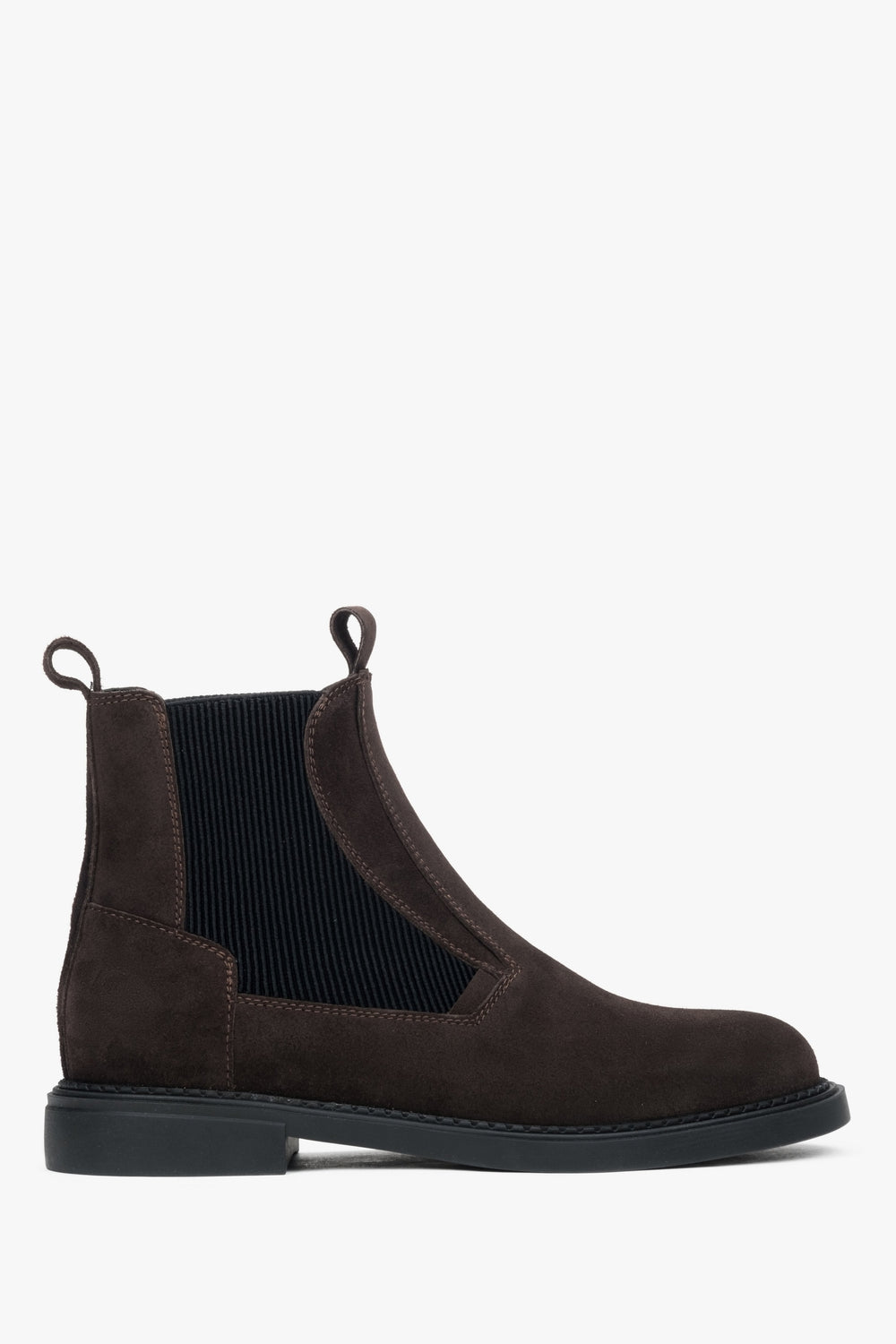 Dunkelbrauner Damen-Chelsea-Boot aus edlem italienischem Velours Estro ER00116242.