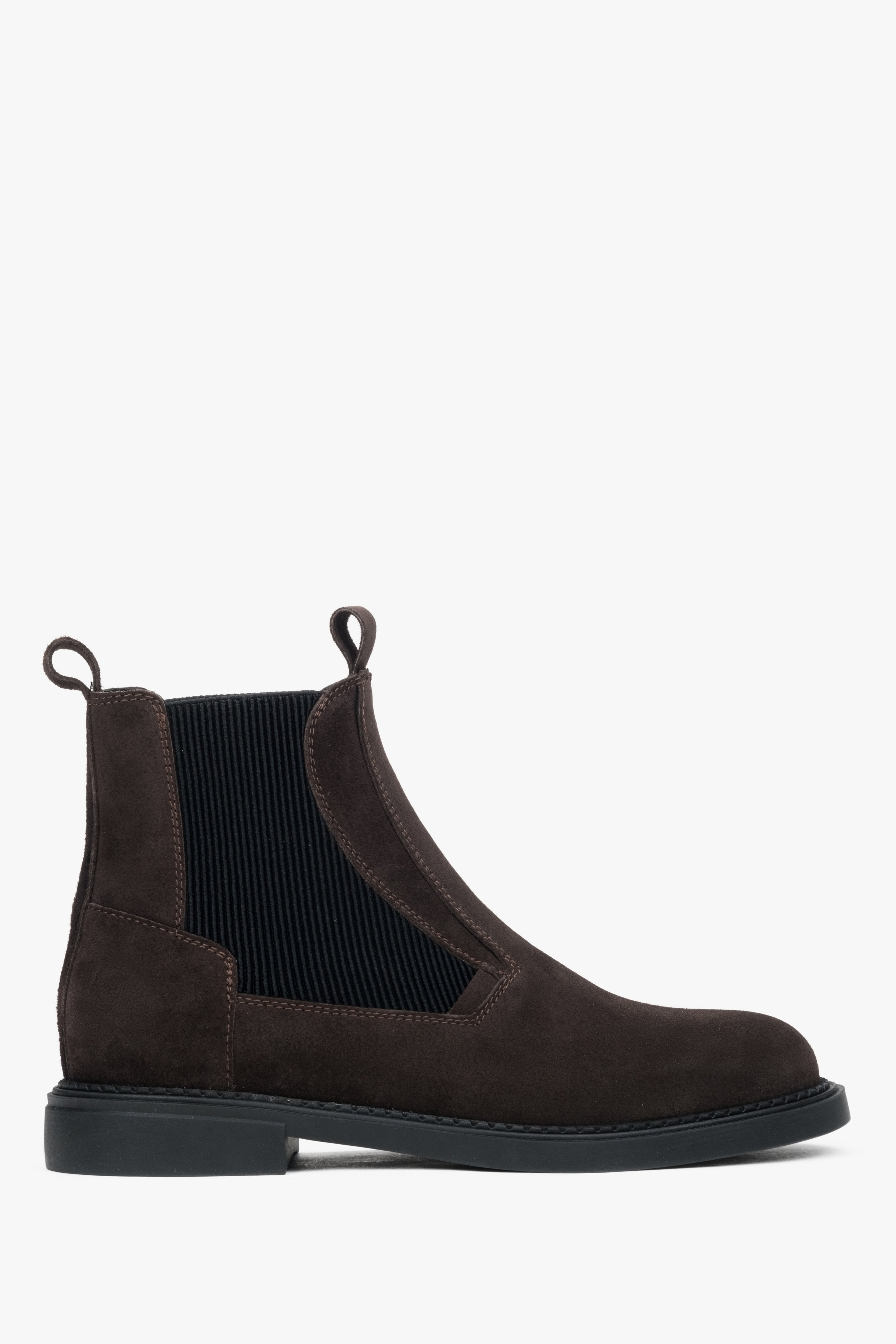 Dunkelbrauner Damen-Chelsea-Boot aus edlem italienischem Velours Estro ER00116242.