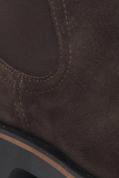 Damen-Chelsea-Boots in Dunkelbraun aus italienischem Veloursleder – Premiumlinie von Estro.