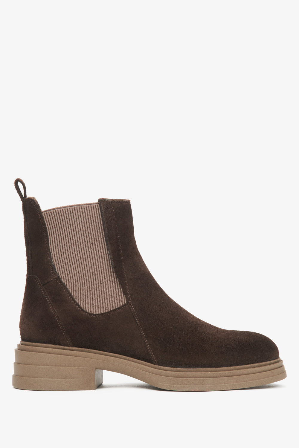 Dunkelbrauner Damen-Chelsea-Boot aus edlem italienischem Velours Estro ER00116388.