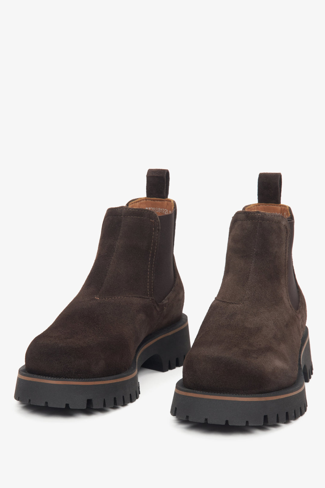Damen-Chelsea-Boots in Dunkelbraun aus hochwertigem italienischem Veloursleder von Estro.