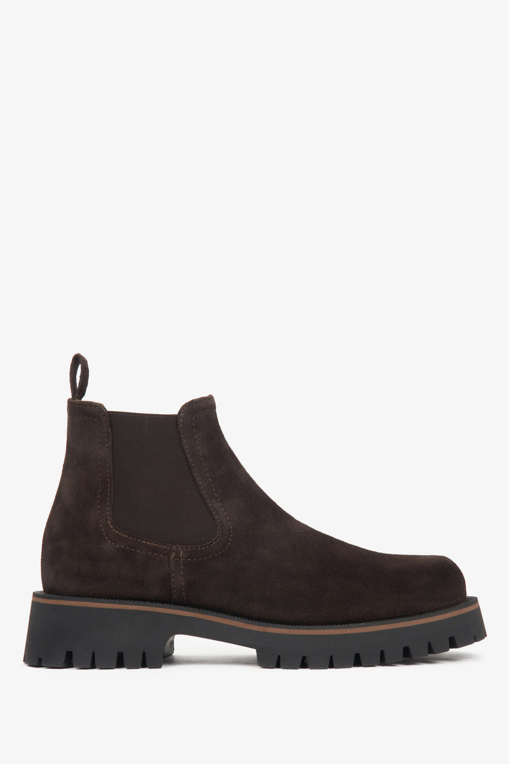 Dunkelbraune Damen-Chelsea-Boots aus italienischem Veloursleder Estro ER00116758.