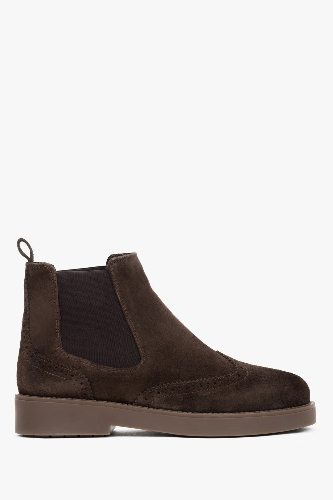 Dunkelbraune Damen-Chelsea-Boots aus echtem italienischem Velours Estro ER00116749.