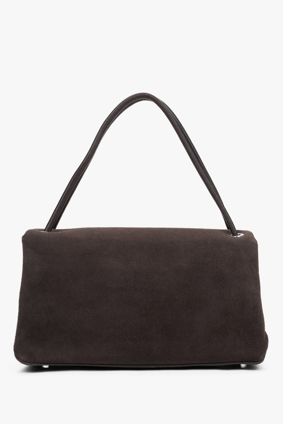 Dunkelbraune Damen-Crossbody-Bag aus Velours in Frontansicht mit Schulterriemen