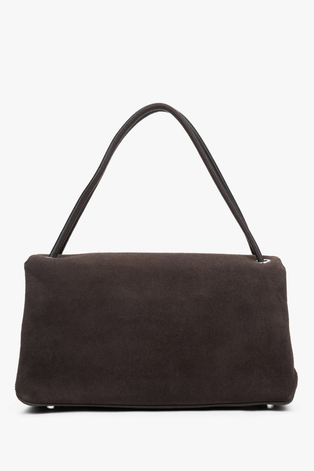 Dunkelbraune Damen-Crossbody-Bag aus Velours in Frontansicht mit Schulterriemen
