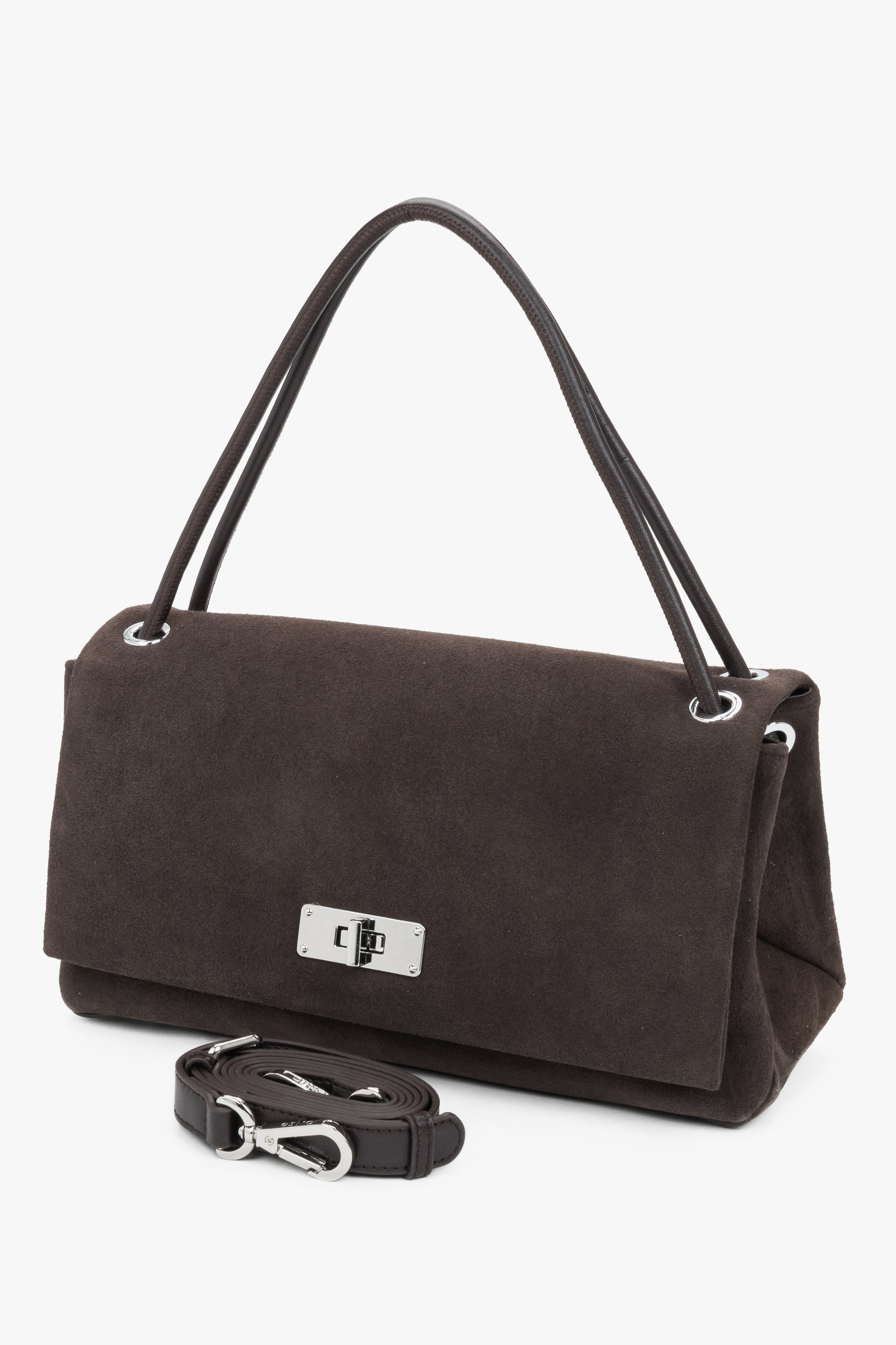 Dunkelbraune Damen-Crossbody-Bag mit zusätzlichem langem Riemen