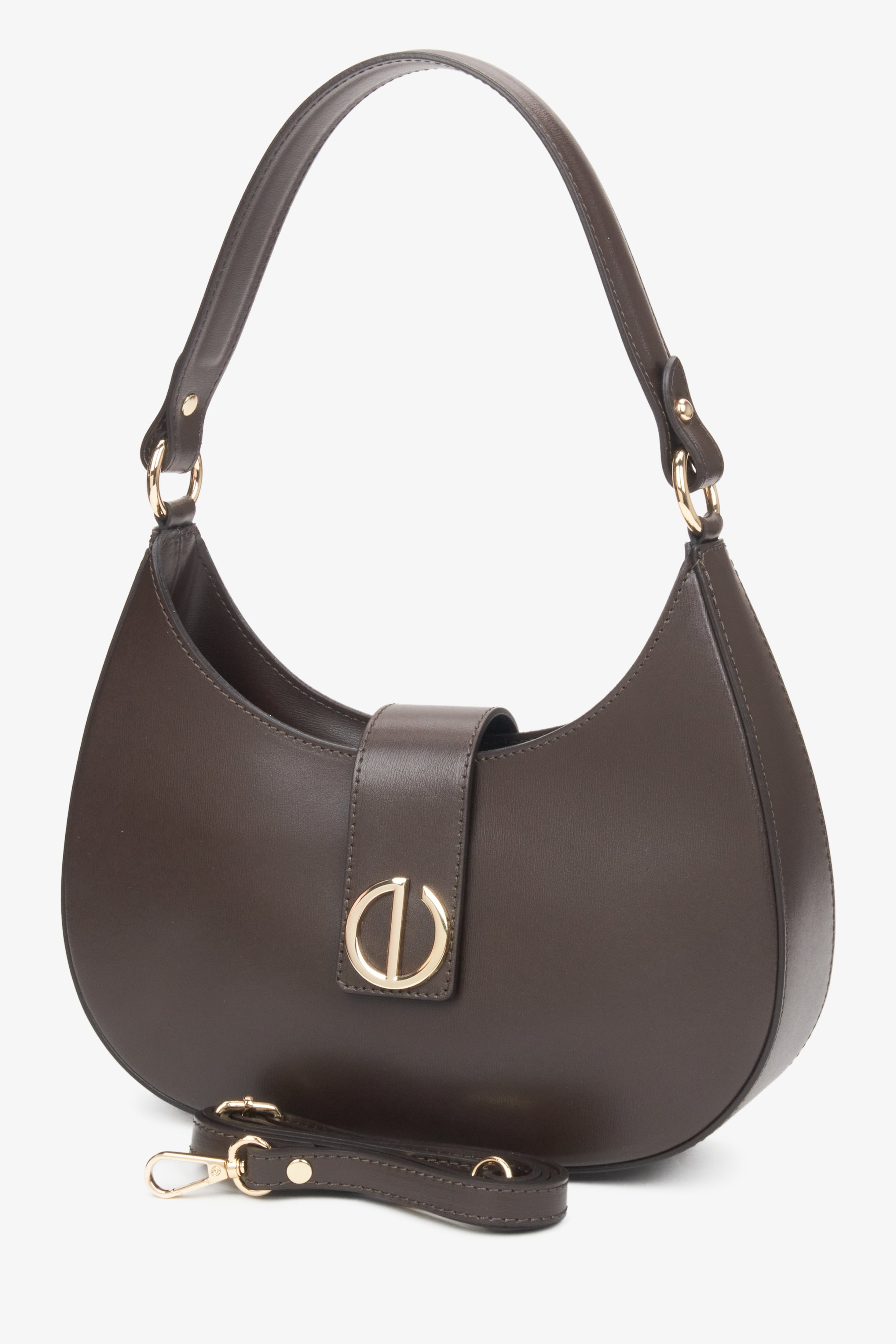 Dunkelbraune Damen-Handtasche aus edlem italienischem Echtleder Estro ER00116364