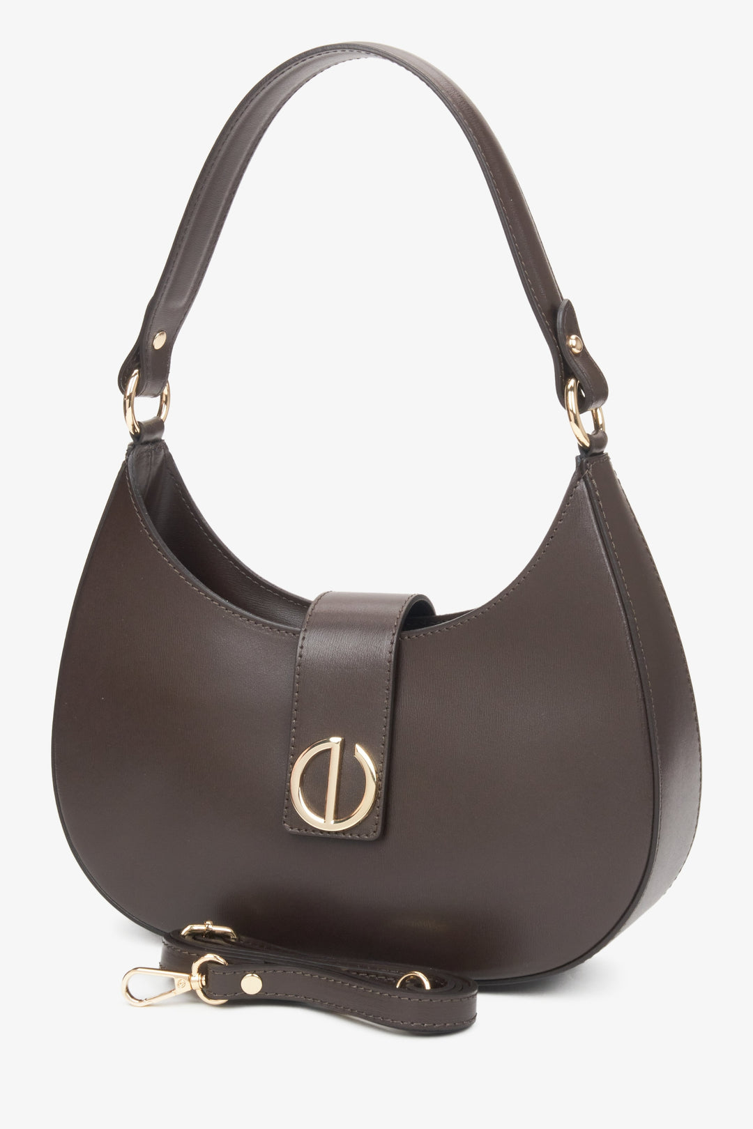 Dunkelbraune Damen-Handtasche aus edlem italienischem Echtleder Estro ER00116364
